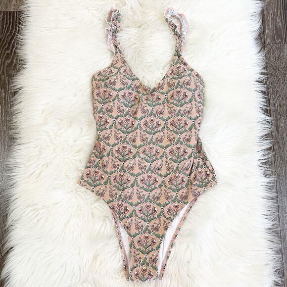 Roller Rabbit Womens Hampton Scoop One Piece Swimsuit Size Medium Ruffle Strap - Picture 1 of 6